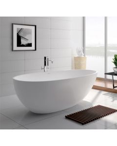 Features Designer style Cleo Collection Size:1700x800x580mm Acrylic soaking bathtub, White color. Matt